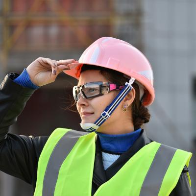China Pink 4/6 Points Construction Site Safety Work Helmet 285mm Workplace Safety Equipments for sale