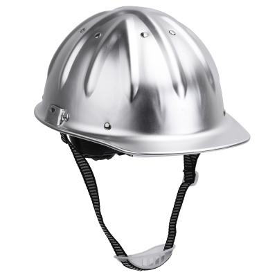 China 4 Points Metal Shell Silver Lightweight Safety Helmet For Electrical Work OEM for sale