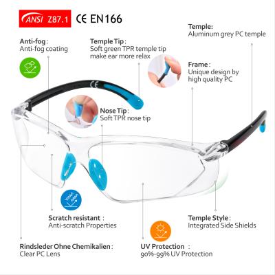 中国 SG003 Safety Working Gloves TPR ANSI Z87 Scratch Resistant Safety Glasses 販売のため