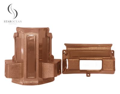 China Conjunto de esquina de ataúd de plástico de bronce con llaves y barras de acero Accesorios premium 7# B en venta