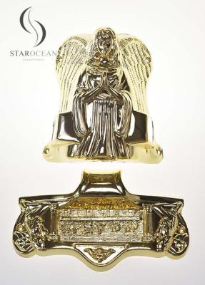 China Acessórios de caixão de metal em forma de anjo Revestido de ouro Certificado SGS Exquisita Figura 19# à venda