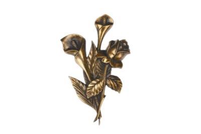 China Calla Lily Design Cemetery Decorations Bronze Color For Tombstone Hardware for sale