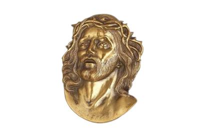 China Jesus Portrait Personalized Grave Decorations , Grave Headstone Decorations Painted Brass for sale