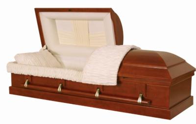 China Traditional Solid Wood Caskets SWC05 With Zamak Handle And Velvet Interior for sale