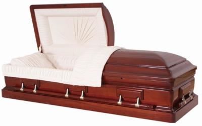 China Compact Solid Mahogany Wooden Coffin , Eco Friendly Caskets Non Toxic for sale