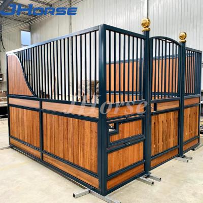 China Luxury Permanent Metal Steel Frame Bamboo Board Horse Stable  Box Horse Stall Front with socializing Windows for sale