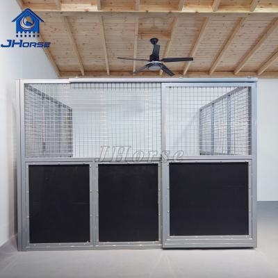 China Customized Outdoor Portable Metal HDPE Hot Dip Galvanized Black Horse Stall Stable Box Panels Sliding Door for sale