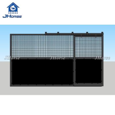 China Movable Stable Horse Plastic Wood Horse Arena Panels  Portable Horse Stall with Rolling Feeder for sale