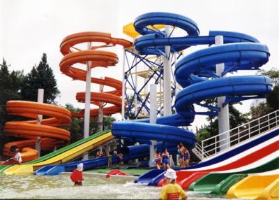 China Fiberglass Tube Spiral Water Slide Red / Blue Swimming Pool Equipment for sale