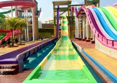 China Fun Aqua Park Water Slide Green / Yellow Smooth Fiberglass Family Size for sale