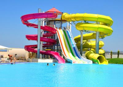 China Fiberglass Combination Water Park Slide For Adult / Spiral Swimming Pool Slide for sale