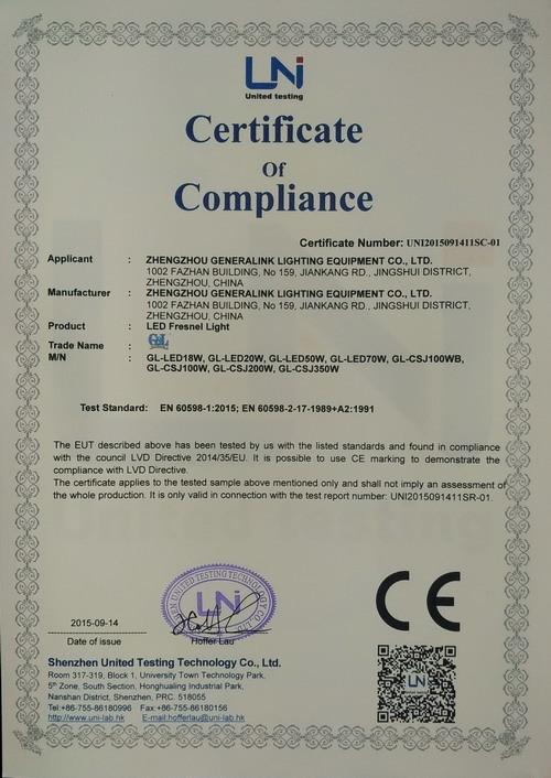 CE - Zhengzhou Generalink Lighting Equipment Co., Ltd.