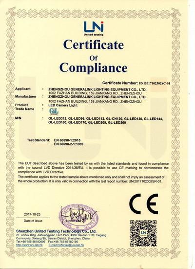 CE - Zhengzhou Generalink Lighting Equipment Co., Ltd.