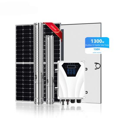 China Hybrid Solar Powered Water Pump System With Submersible AC DC Borehole for sale