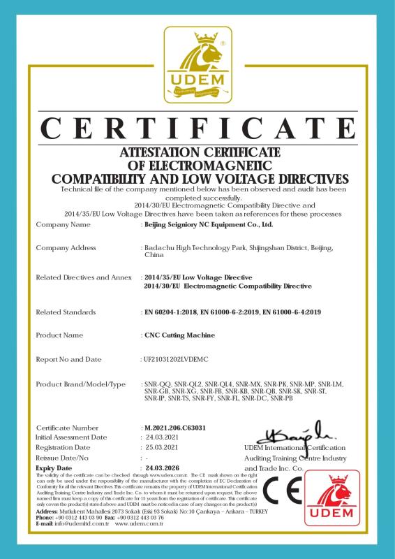 LVD&EMC CE - Beijing Seigniory NC Equipment Co.Ltd