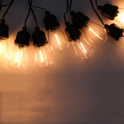 China Vintage Bulb Patio Solar String Lights IP55 13.5m Length 3000K Warm White for sale