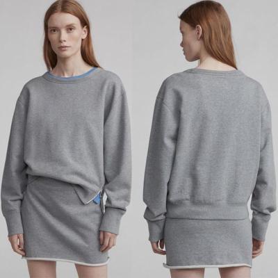 China Ladies Gray Cotton Two Piece Set Sweatshirt Women for sale