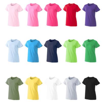 China Wholesale Cheap Plain Tee Custom Logo 180G Cotton Woman T-shirt in bulk for sale