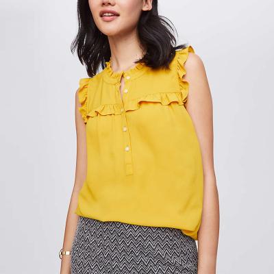 China Gold Sleeveless Latest Blouse For Women for sale