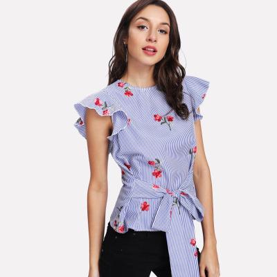 China Clothes Ladies Women Summer Embroidered Blouse for sale