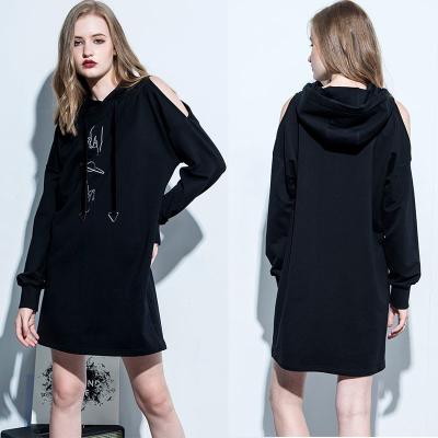 China Clothing Fashion Women Cold Shoulder Hoodie Dress for sale