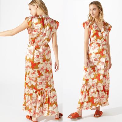 China Boho Hibiscus Wrap Maxi Women Dress for sale