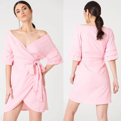 China Off Shoulder Overlapped Ladies 2018 Summer Dresses for sale