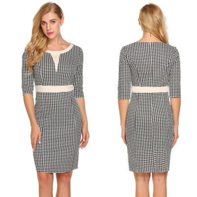 China Popular white and black gingham pencil dress for sale