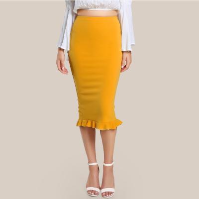 China Fashion 2018 Yellow Package Hip Pencil Office Skirts Women for sale
