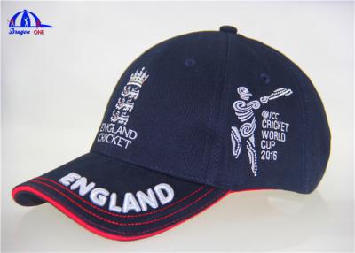 China Washed 100%  Cotton 6 Panel Sandwich Baseball Cap With England Cricket Logo for sale