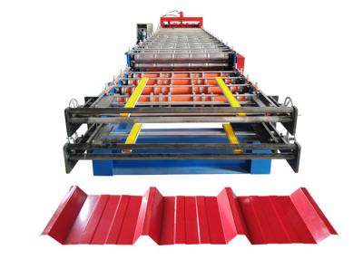 China Low Noise IBR Sheet Roll Forming Machine / IBR Sheet Making Machine Hydraulic Cutting for sale
