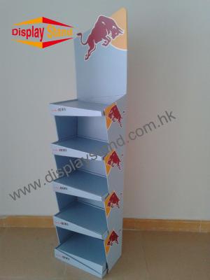 China Customized Temporary Retail Display Stands For Redbull Drinks with Header for sale