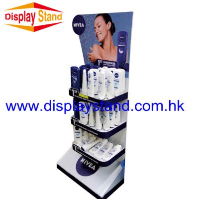 China Nivea Summer Lotion Retail Display With 4C Header , 3-tier / Shelf Printed 1C , Shipped Assembled with Master Carton for sale