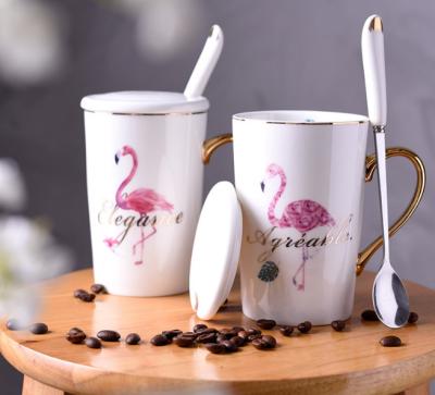 China Supplying from stock High Quality Ceramic Porcelain Flamingos Coffee Mugs Wholesales for sale