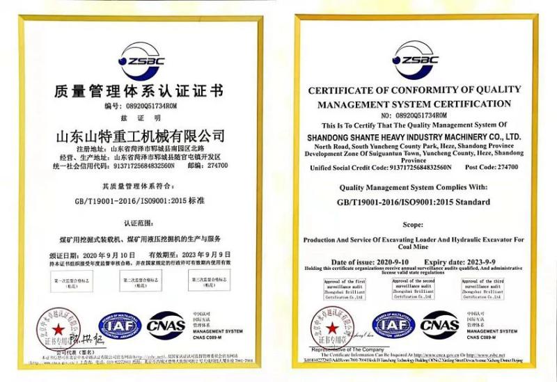 ISO9001 - Shandong Shante Heavy Industry Machinery Co., Ltd.