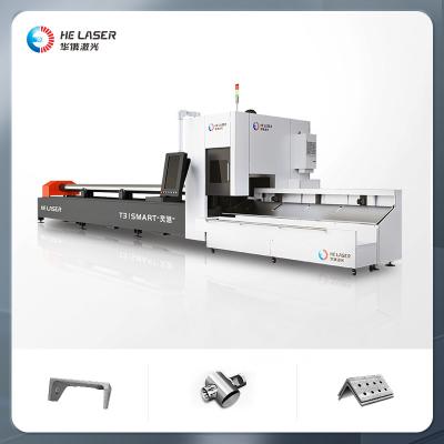 China SS MS Aluminium Metal Tube Laser Cutter Machine 1,5kw 2kw Fiber Pipe Laser Cutter Te koop