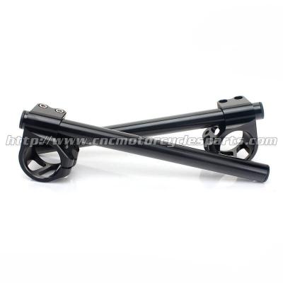 China Black Silver Motorcycle Clip On Bar / 43mm Clip On Handlebars for sale