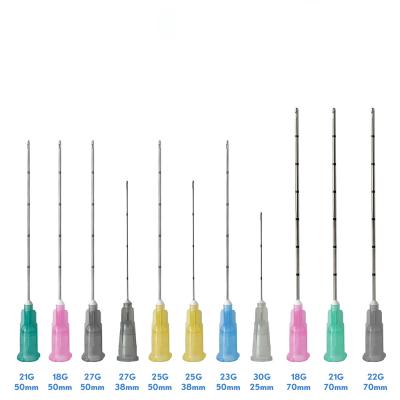 China Knittern Sie Einspritzung 18G 70mm Cannula-Piercing Nadeln für Hyaluronsäure-Füller zu verkaufen