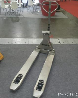 China Stainless Steel Pallet Jack With Weight Scale Washdown Weighing Pallet Jack for sale
