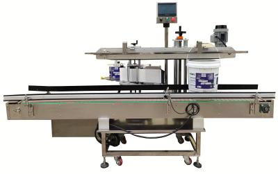 China ODM 450kg Big Drum Flat Bottle Labeling Machine Applicator For Oil Paint Bucket Boxes for sale