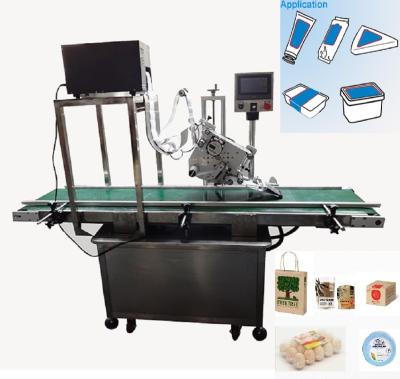 China Top Side Flat Printer Label Applicator For Barcode Date QR Code for sale