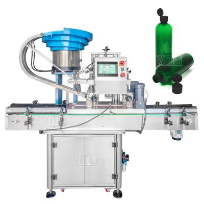 China YIMU CM140 Automatic Pet Shampoo Bottle 4 wheel  Capper Pressing Screwing Capping Machine With Vibrating Cap Feeder for sale