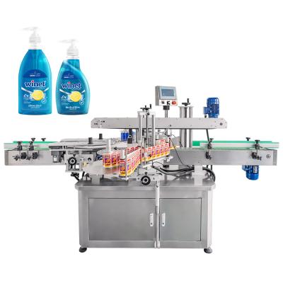 China Hand Sanitizer Alcohol Square Bottle Front Back Labeler Automatic Two Sides Labelling Machine for sale