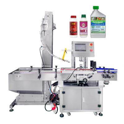 China Automatic Plastic Fertilizer Insecticide Bottle Spray Capper Screw Capping Machine 4 Wheels for sale
