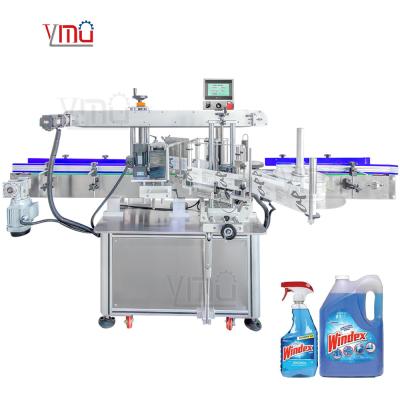 China Double Sided Sticker Square Flat Bottle 2 Sides Labeling Machine Auto Lube Laundry Detergent Can for sale