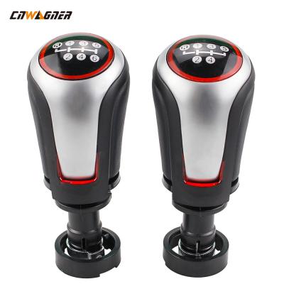 China Custom Carbon Car Matte Gear Stick Shift Knob Genuine Leather Speed 5 6 For VW GOLF for sale