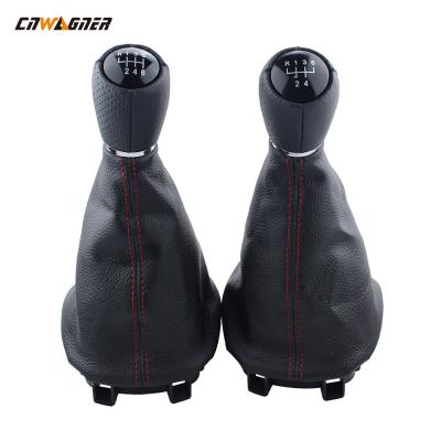 China Customized Genuine Leather Boot With Red Line 5 Speed Manual Shift Knob For SEAT for sale