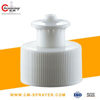 China 28-410 Cosmetic Bottle Caps 28/400 Push Pull Cap Black White Push Pull Bottle Tops Manufacturers for sale