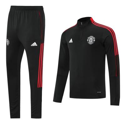 China Eco Friendly Primegreen Black Manchester United warm up Jacket Pants With Quarter Zip for sale