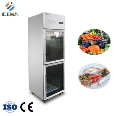 Chine Acier inoxydable droit de congélateur de réfrigérateur de 0-8 degrés 2 portes côte à côte 400 litres pour le restaurant à vendre